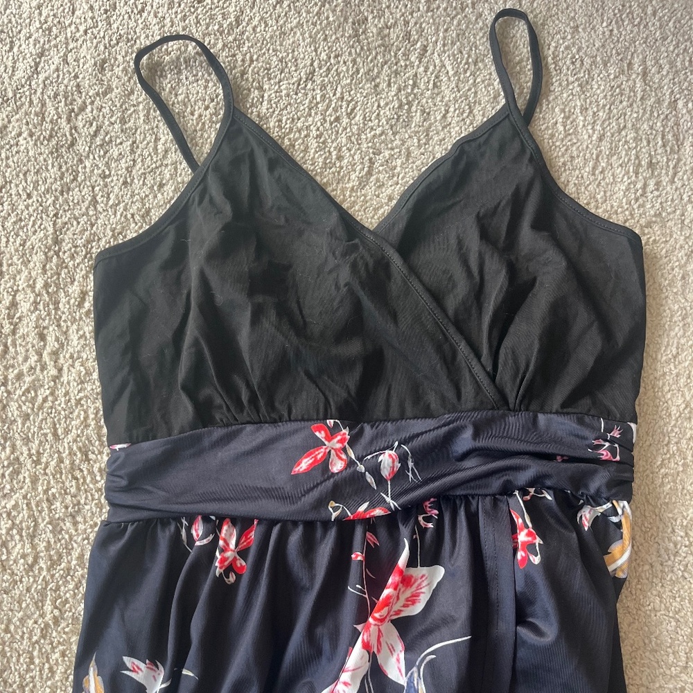 Black/floral maxi dress